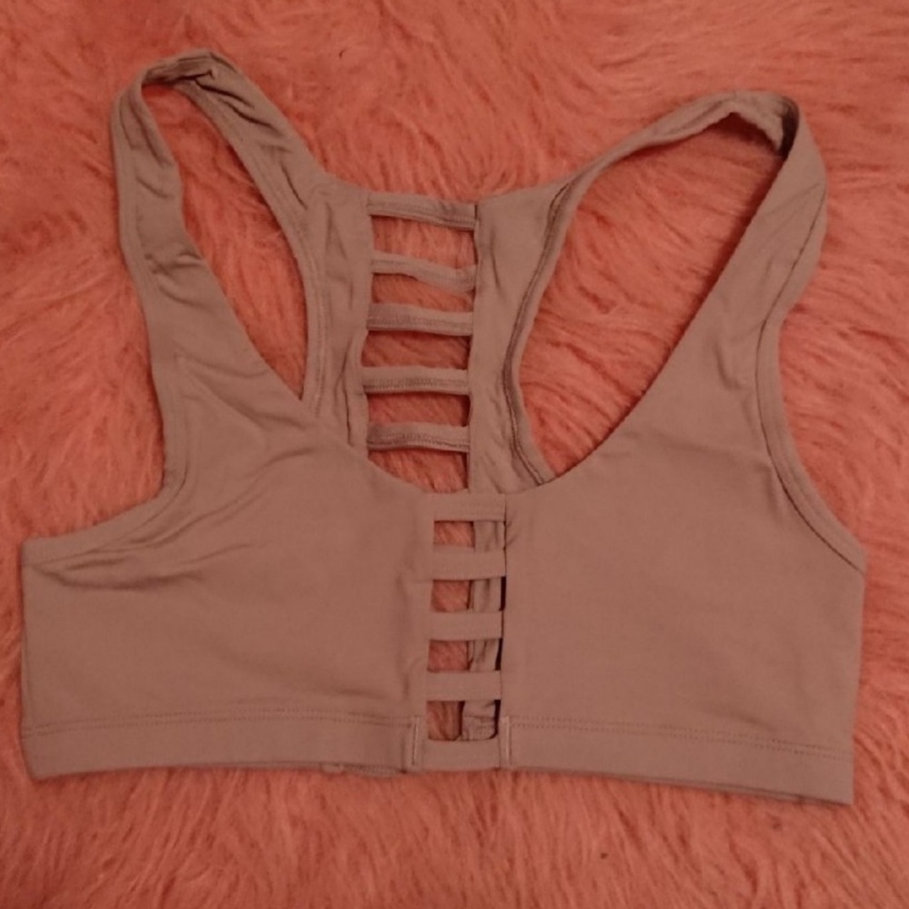 PINK strap sportsbra (S) neutral brown